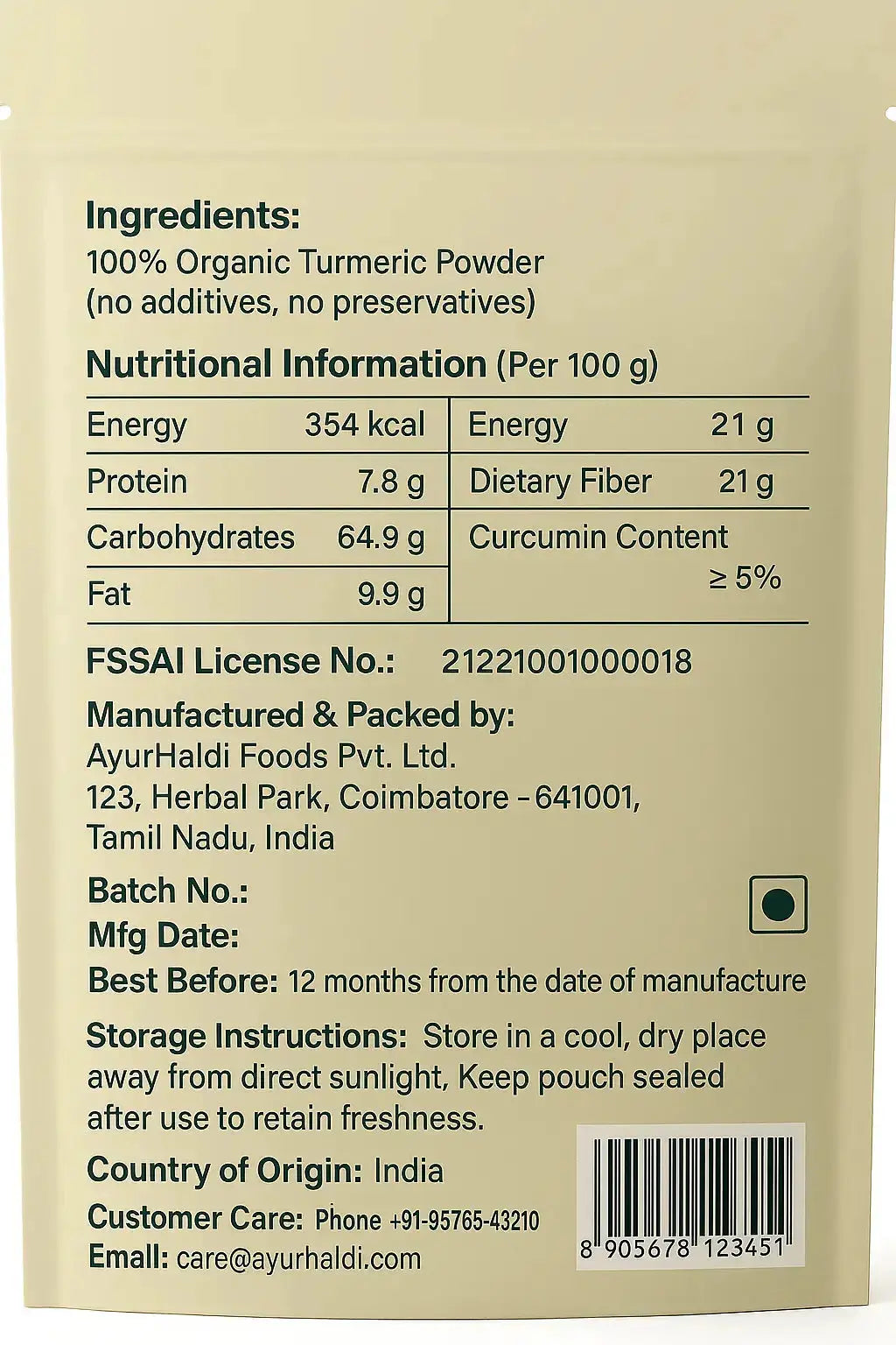 AyurHaldi Organic Turmeric Powder – 250g AYURHALDI